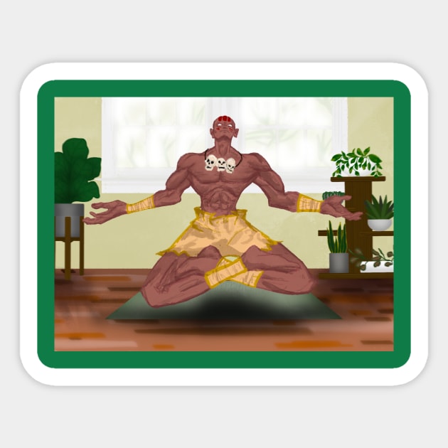 Yoga with Dhalsim Sticker by Roommates